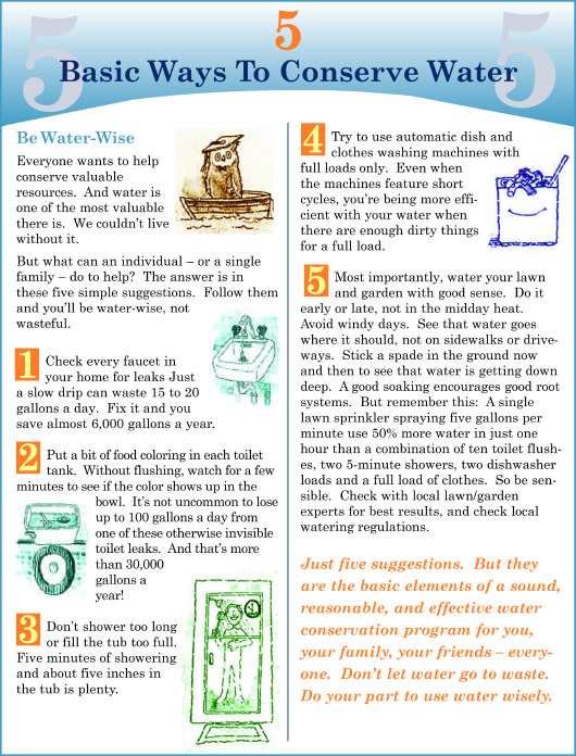5 Basic Ways to Conserve Water Galveston County Water Control & Improvement District No. 12